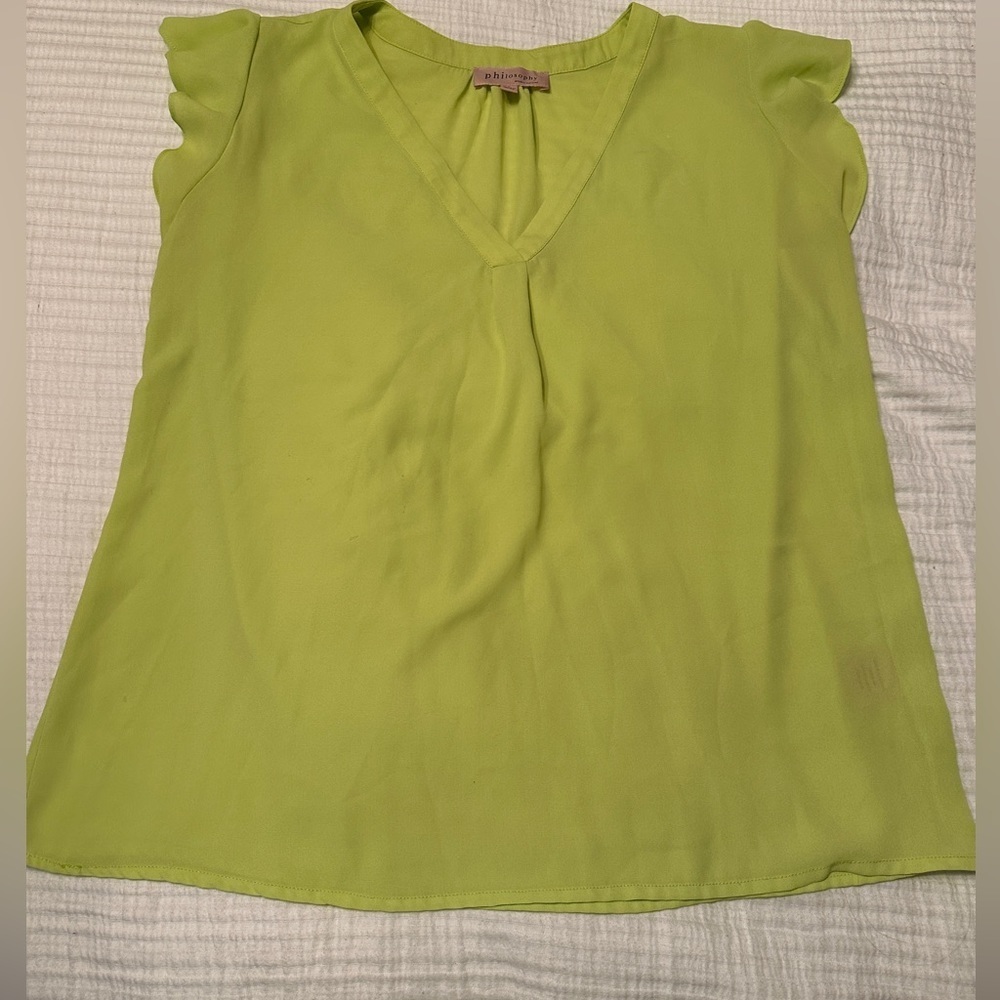 Philosophy Ruffle Short Sleeve Blouse - Size L - Picture 3 of 10